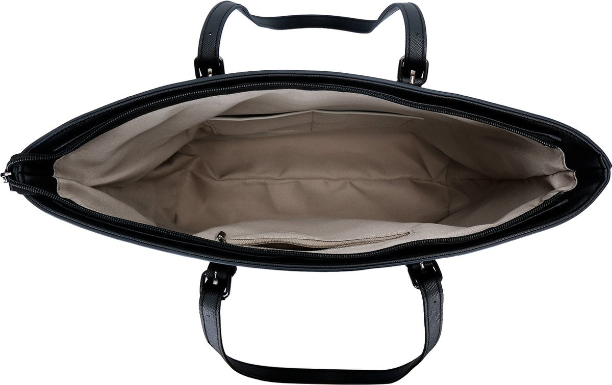 Eleganci® - Schooltas - Dames Tassen - Shopper - Tas met rits - Schoudertas - Handtas - Werktas - geschikt voor A4 - Zwart - afbeelding 4
