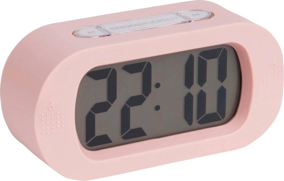 JAP AP17 digitale wekker - Stevige alarmklok - Met snooze en verlichtingsfunctie - Beschermhoes van rubber - Pastelle Roze - afbeelding 2