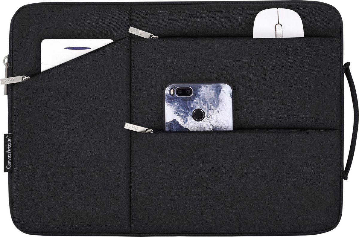 Laptophoes 13 Inch XV - Laptop Sleeve met Extra Vakken - Geschikt voor Macbook Air & Pro - Zwart - afbeelding 5