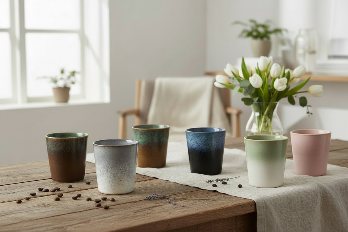 Studio Tavola Koffiekopjes Wind - Bruin/Groen/Roze/Blauw/Grijs - 6 Stuks 200 ml Aardewerk - afbeelding 2