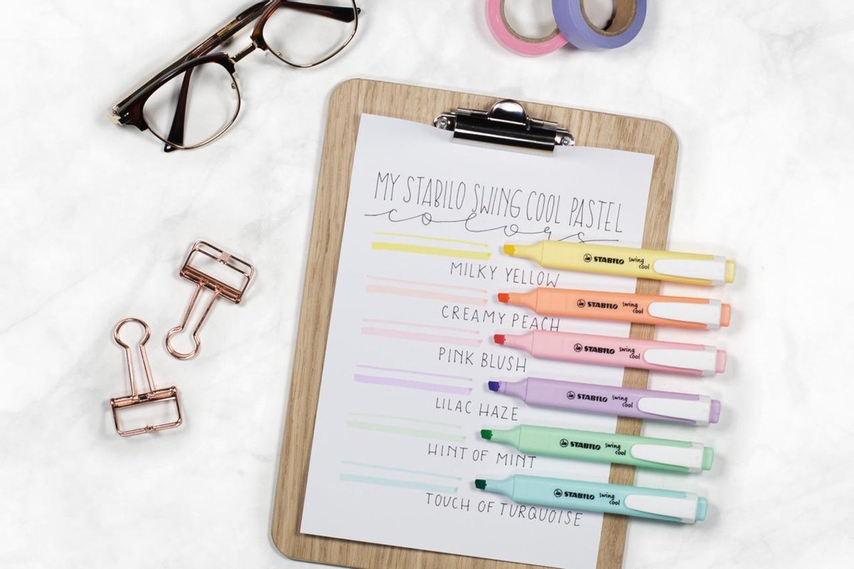 STABILO swing cool - Markeerstift - Perfect Voor Onderweg - Pastel - Etui Met 8 Kleuren - afbeelding 5