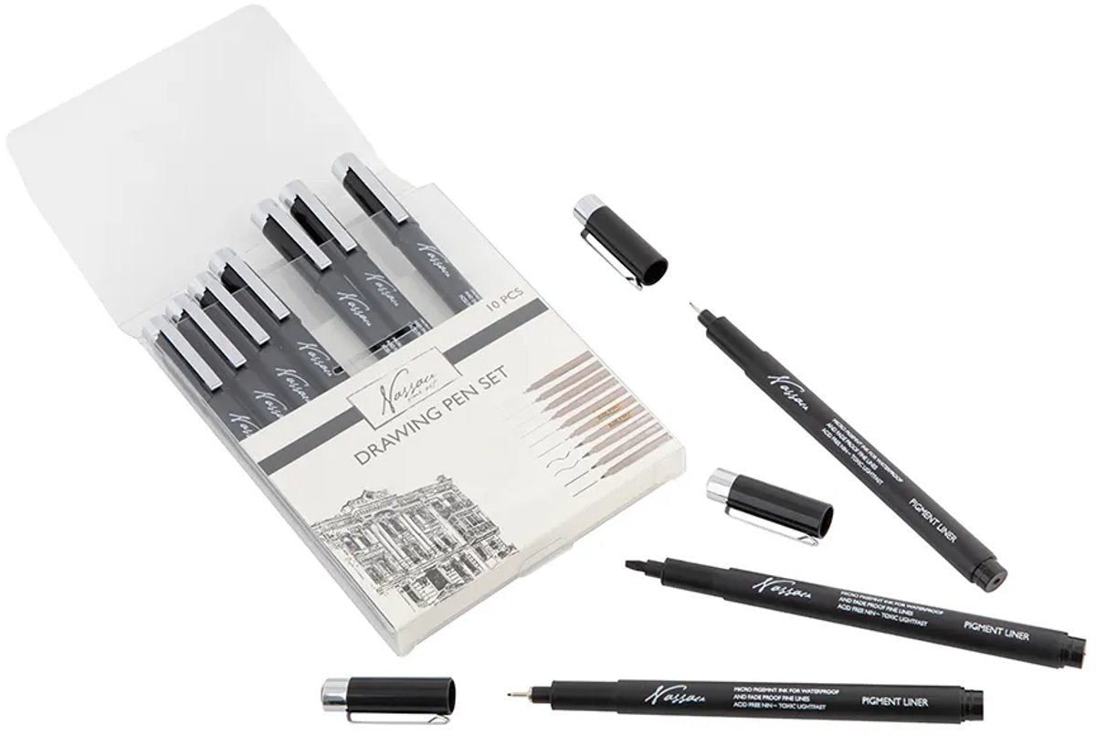 Fineliners Zwart en Brush Pen Set - Pennen, Tekeningen en Schetsen, Fineliner Set, Tekenpennen, Drawing Set - afbeelding 2