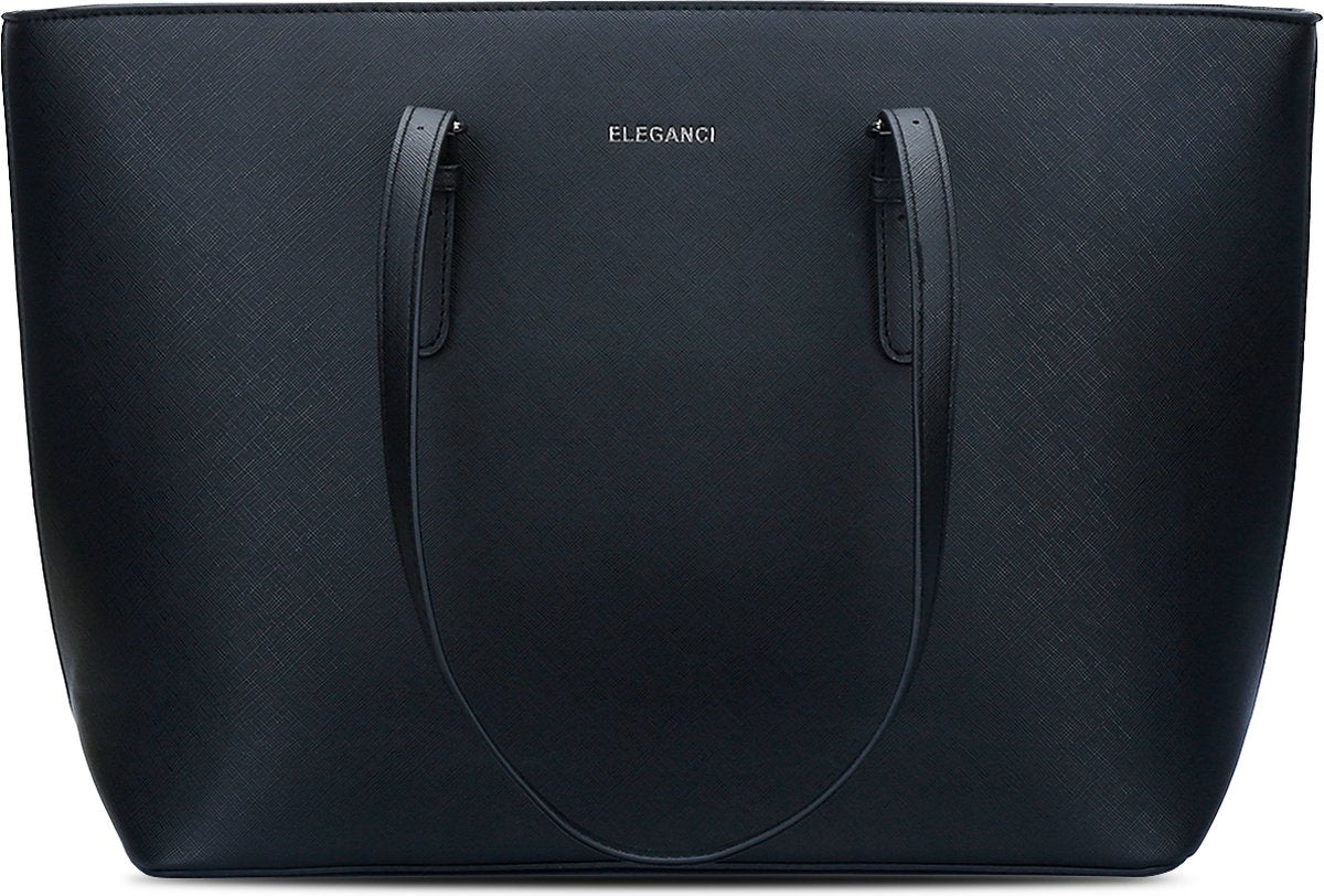 Eleganci® - Schooltas - Dames Tassen - Shopper - Tas met rits - Schoudertas - Handtas - Werktas - geschikt voor A4 - Zwart - afbeelding 2