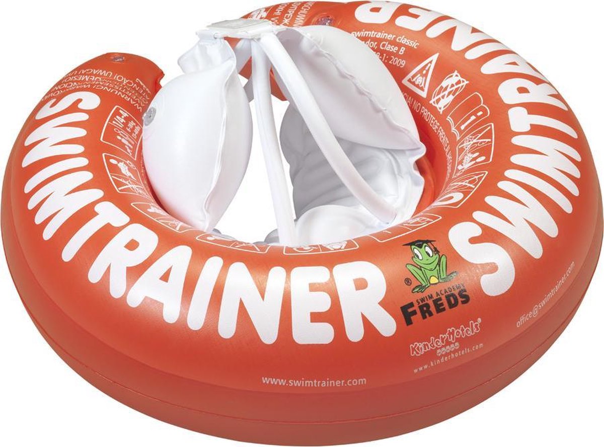 SWIMTRAINER "Classic" ® rood (3 maanden tot 4 jaar, 6kg-18kg) DE VEILIGE BABY ZWEMBAND: ZWEMTRAINER | (Keurmerken: CE-TüV-EN13138-1:2014) - afbeelding 1