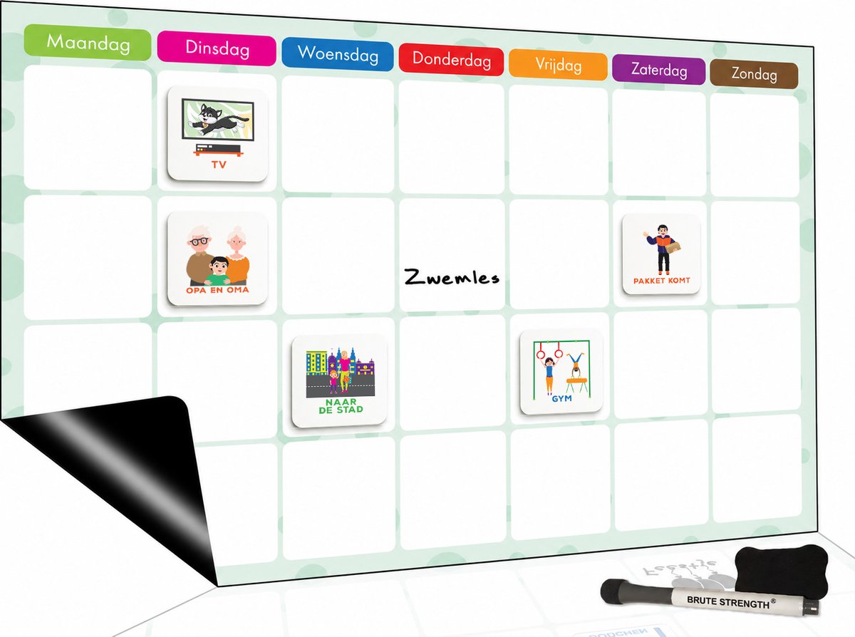 Brute Strength - Magnetisch Weekplanner whiteboard (8) - A4+ (33 x 21 cm) - Planbord - afbeelding 1