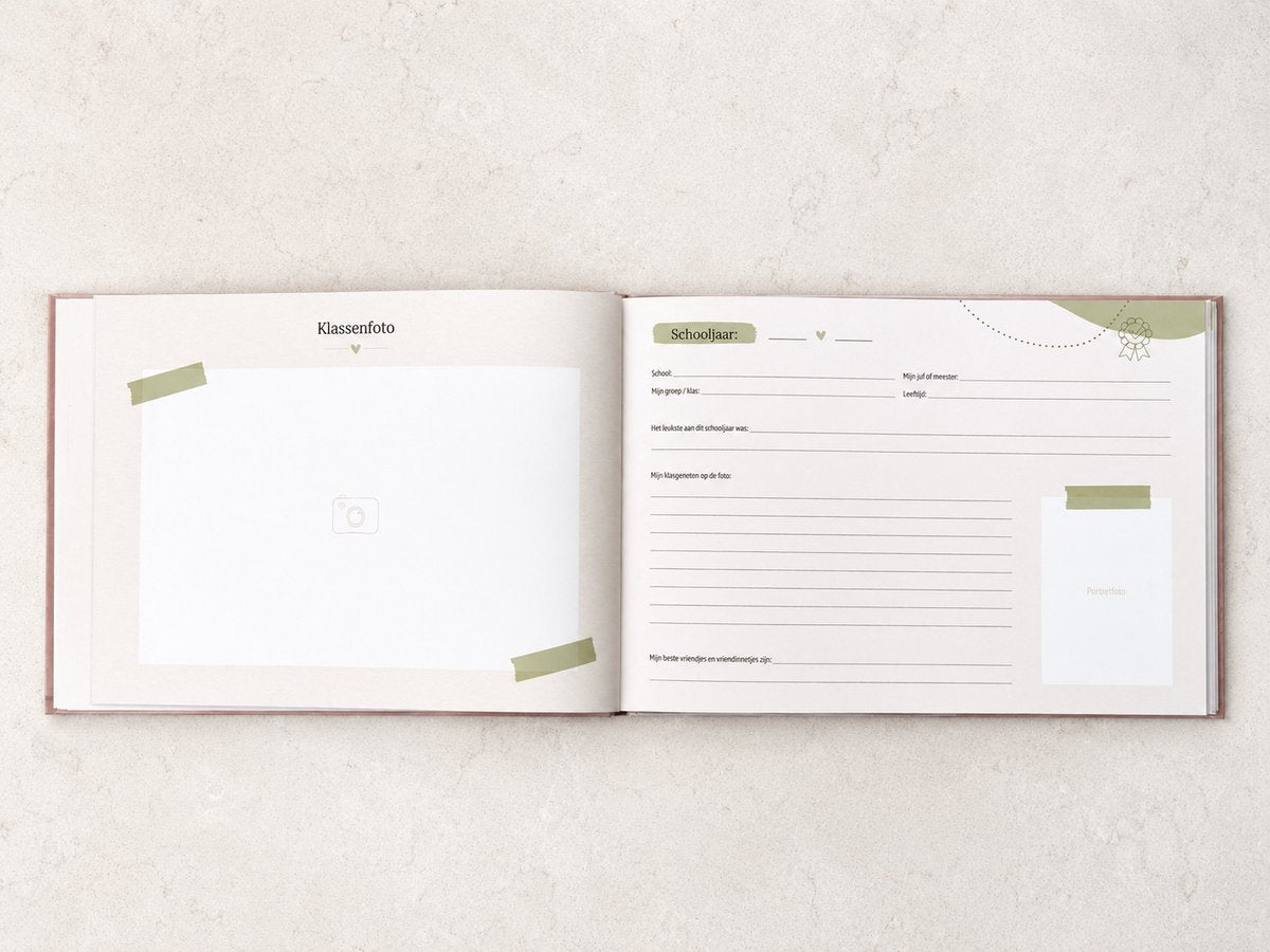 Telano Schoolfotoboek Groen - A4 Invulboek voor Schoolfoto's - Fotoalbum voor 17 schooljaren Klassenfoto/Pasfoto - Inclusief Bewaarenvelop - afbeelding 3