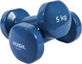 HUSH Sport - Dumbbells set 2 x 5 kg donkerblauw - vinyl coating met antislip grip - gietijzer - afbeelding 1