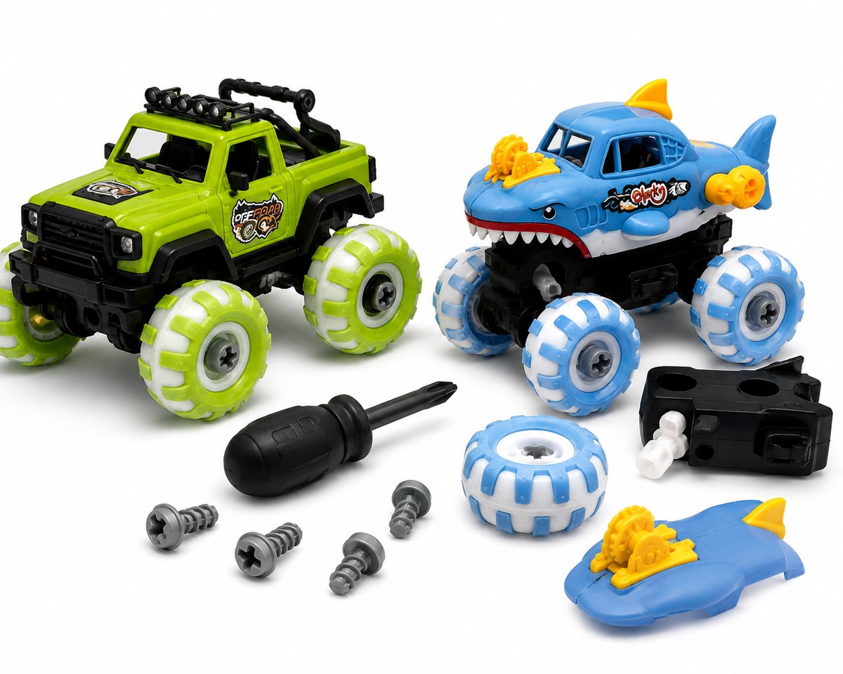 Speelgoedauto's - 2 stuks - Montessori speelgoed - afbeelding 1