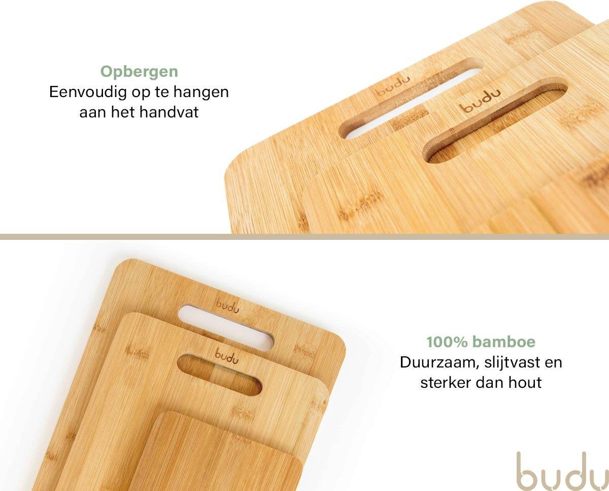 Budu Snijplankenset 3 stuks - Snijplanken bamboe - afbeelding 5