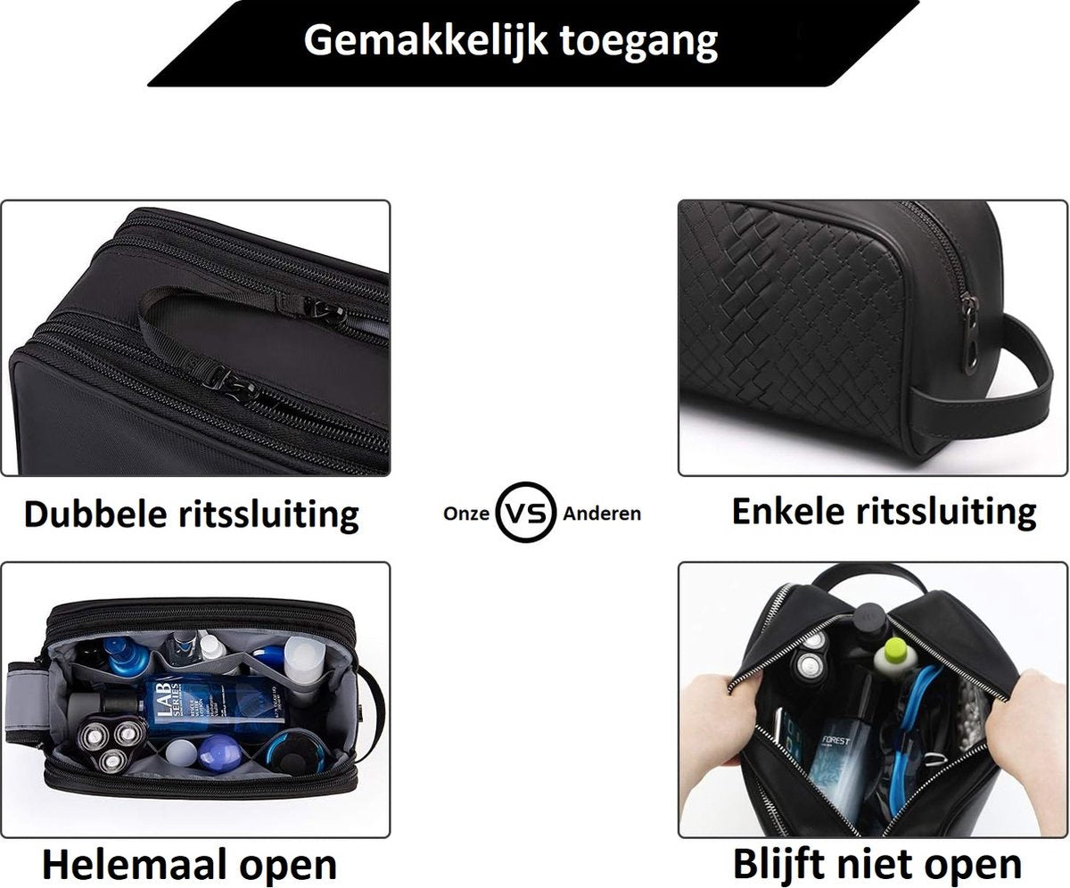 Toilettas - Luxe organizer - Zwart - Heren - Dubbele rits - afbeelding 5