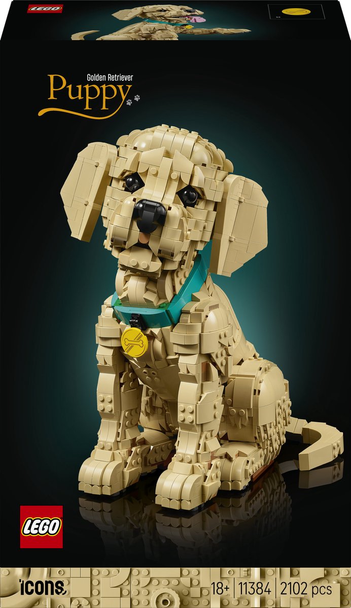 LEGO Icons Golden Retriever Puppy - Decoratieve Dierenfiguur - Bouwset voor Volwassenen - 11384 - afbeelding 1