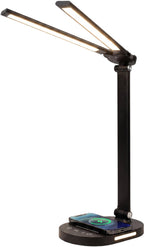 Stane Dubbele Bureaulamp LED Dimbaar - 2 Draaibare Lampenkoppen - 5 Lichtkleuren (2700K-6000K) - Touchbediening - USB Oplader - Tafellamp - Werklamp - Zwart - afbeelding 1