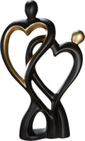 Gilde Handwerk Sculptuur Beeld Door het hart verbonden Keramiek zwart goud -18x7x29 cm - afbeelding 1