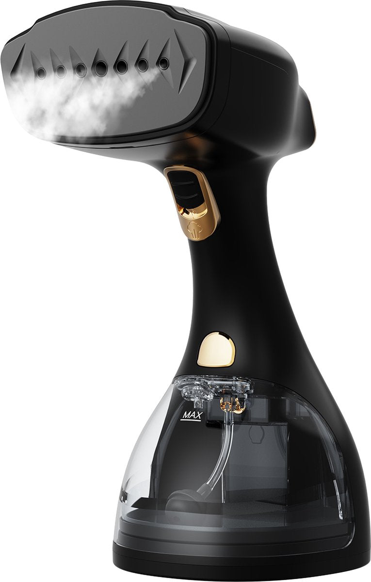 Auronic Kledingstomer - Stoomapparaat - Krachtige Handstomer Kleding en Meubilair - 300ml - 1500W - Steamer - 2 Opzetstukken - Extra Lang Snoer - Zwart - afbeelding 1