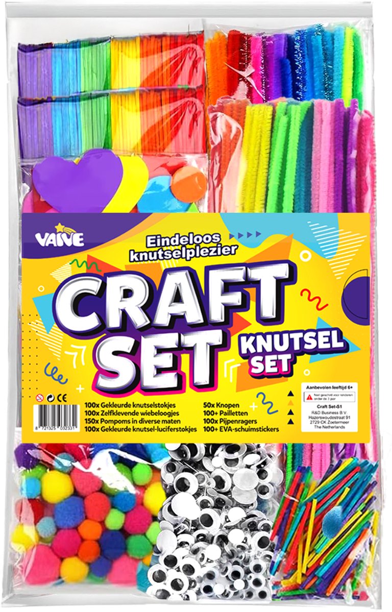 Vaive Knutselset 800-delig - Knutselen Meisjes & Jongens - Kralen, Veren, Pompons & Wiebeloogjes - Knutselkoffer - Knutselspullen - Knutselpakketten - afbeelding 5