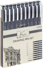 Fineliners Zwart en Brush Pen Set - Pennen, Tekeningen en Schetsen, Fineliner Set, Tekenpennen, Drawing Set - afbeelding 1