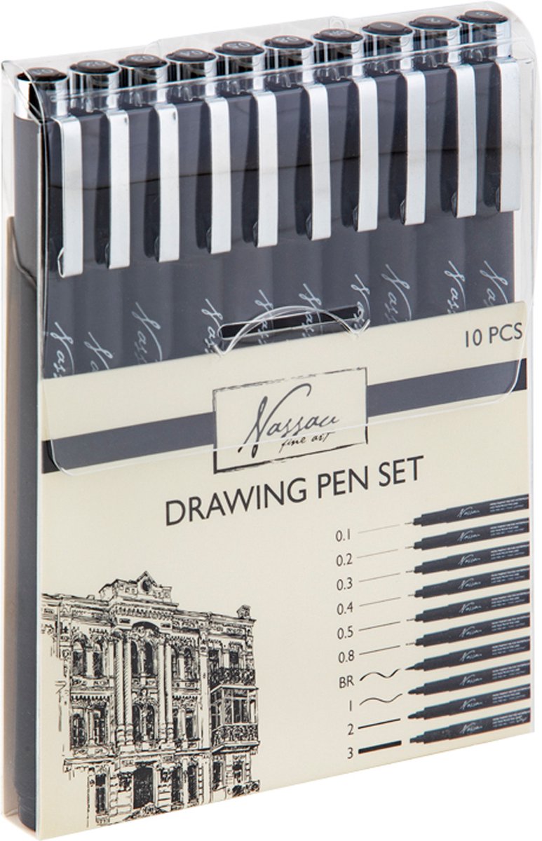 Fineliners Zwart en Brush Pen Set - Pennen, Tekeningen en Schetsen, Fineliner Set, Tekenpennen, Drawing Set - afbeelding 1