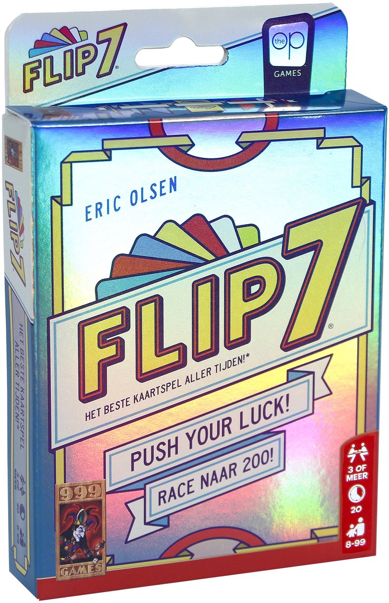 999 Games - Flip 7 - Nederlandse versie! - Zenuwslopend Kaartspel - Snel en Makkelijk te Leren - Het ideale kaartspel voor kleine en grote groepen - Partyspel - Compact Familiespel - afbeelding 1
