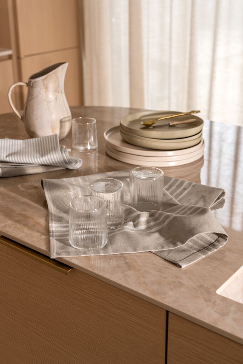 Walra Keukenset Superior Kitchen Set - 2x 50x70 + 1x 50x50 - Taupe / Wit - afbeelding 5