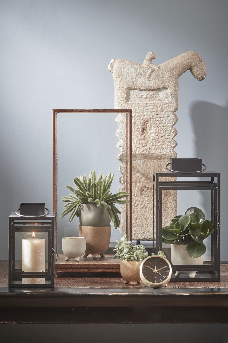Mica Decorations lantaarn/windlicht - zwart - metaal/glas - afbeelding 4