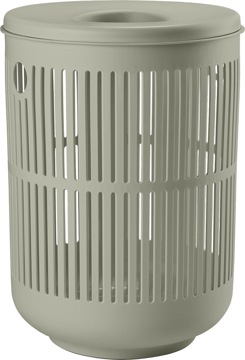 Zone Denmark Ume Wasmand met Deksel - 60 liter - Eucalyptus - Kunststof - Ronde Wasmand met Hengsel - Wasbox of Opbergmand - afbeelding 1