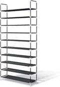 LifeGoods Schoenenrek - Schoenenkast - Voor 40 tot 50 Paar Schoenen - 10 Verstelbare Lagen - Schoenen Opbergsysteem - Kunststof – Zwart - afbeelding 1