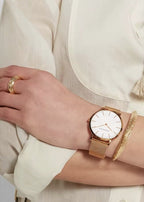 Hannah Martin Elegante Dameshorloge - Goudkleurig - Witte wijzerplaat - afbeelding 5