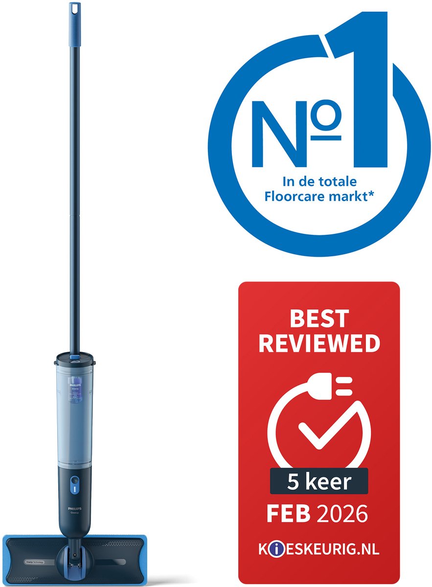 Philips OneUp Elektrische Dweil 3000 series XV3101/01 - Dweilsysteem - Vloerreiniger - Vuil water opzuigen - 1 stand - 50min dweilen - Geen emmer nodig - afbeelding 2