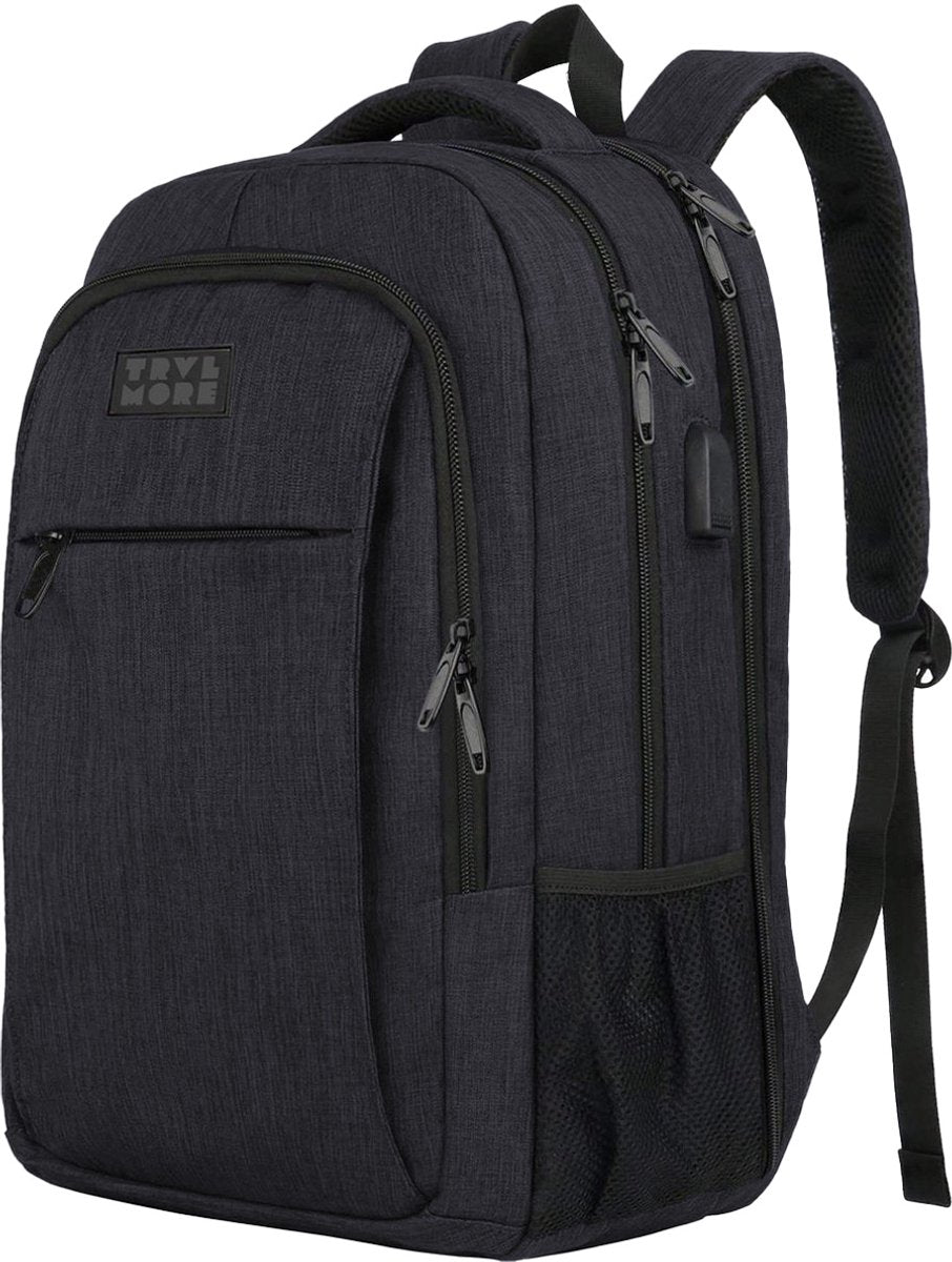 TRVLMORE 36L Rugzak - Rugtas met 17,3 Inch Laptopvak - Schooltas - Laptoptas - Spatwaterdicht - Heren en Dames - Jongens en Meisjes - Zwart - afbeelding 1