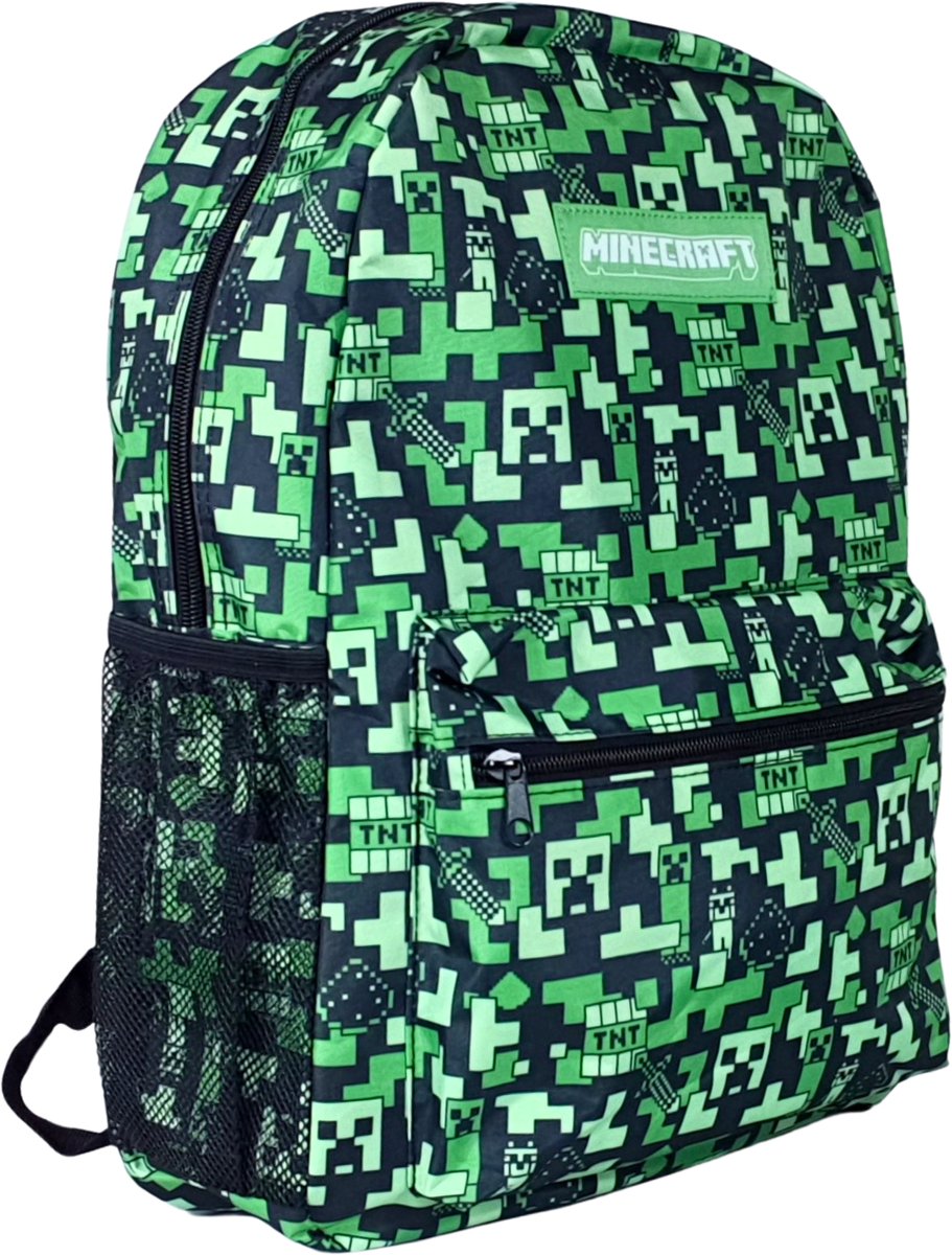 Minecraft Creeper Rugzak Laptop / Tablet Vak - Hoogte 43cm - afbeelding 1