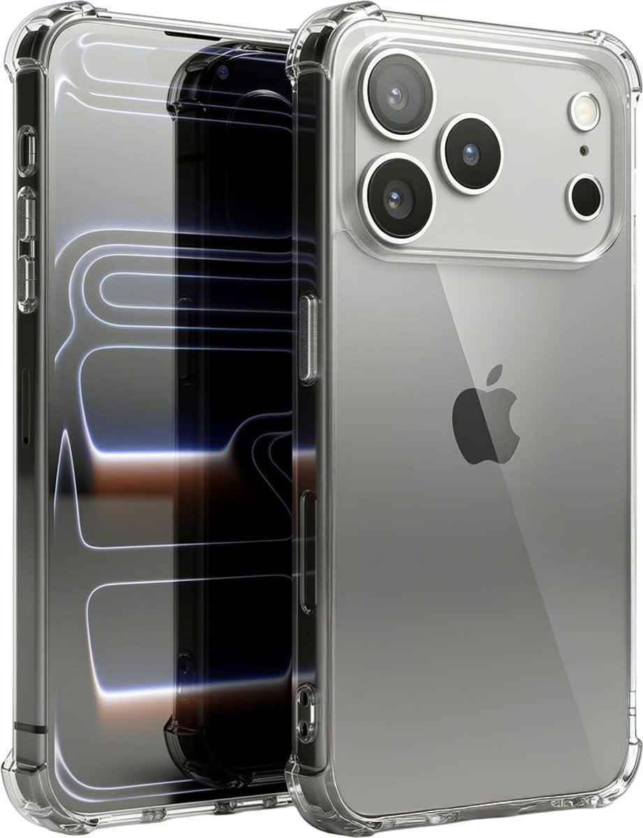 Hoesje - Geschikt voor Apple iPhone 17 Pro - Sterk & Shockproof - Siliconen Shock Case - Hoes Cover - Telefoonhoes - Transparant - afbeelding 1