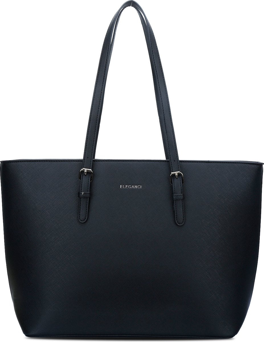 Eleganci® - Schooltas - Dames Tassen - Shopper - Tas met rits - Schoudertas - Handtas - Werktas - geschikt voor A4 - Zwart - afbeelding 1