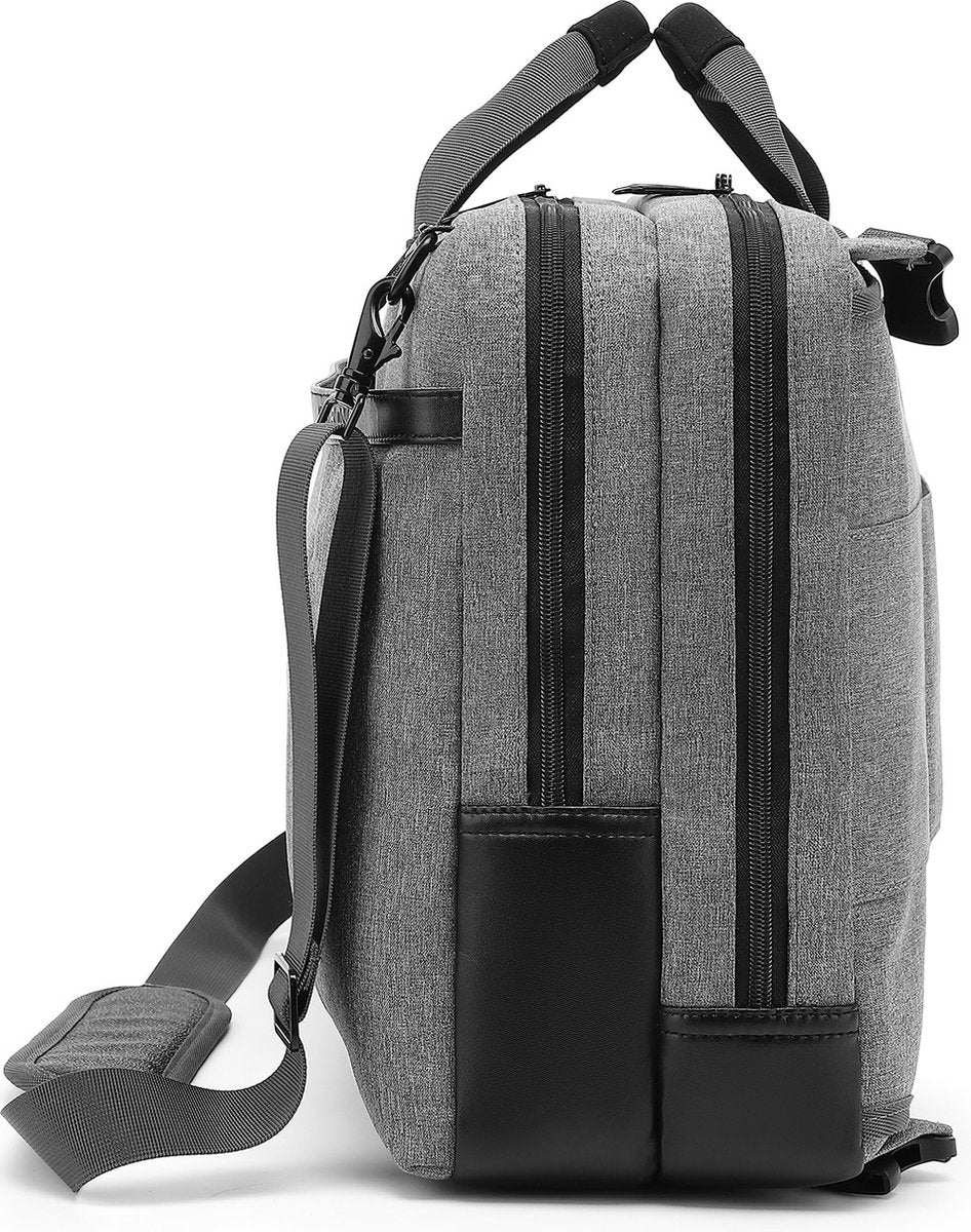 Laptoptas 17,3 Inch - 2 in 1 Laptop Rugzak en Schoudertas - 20 Liter - grijs/zwart - afbeelding 4