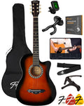 Finesse Akoestische Gitaar - met Videocursus - Western Gitaar - Gitaar Kind & Volwassenen - Sunburst - afbeelding 1