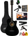 Finesse Akoestische Gitaar - met Videocursus - Western Gitaar - Gitaar Kind & Volwassenen - Zwart - afbeelding 1