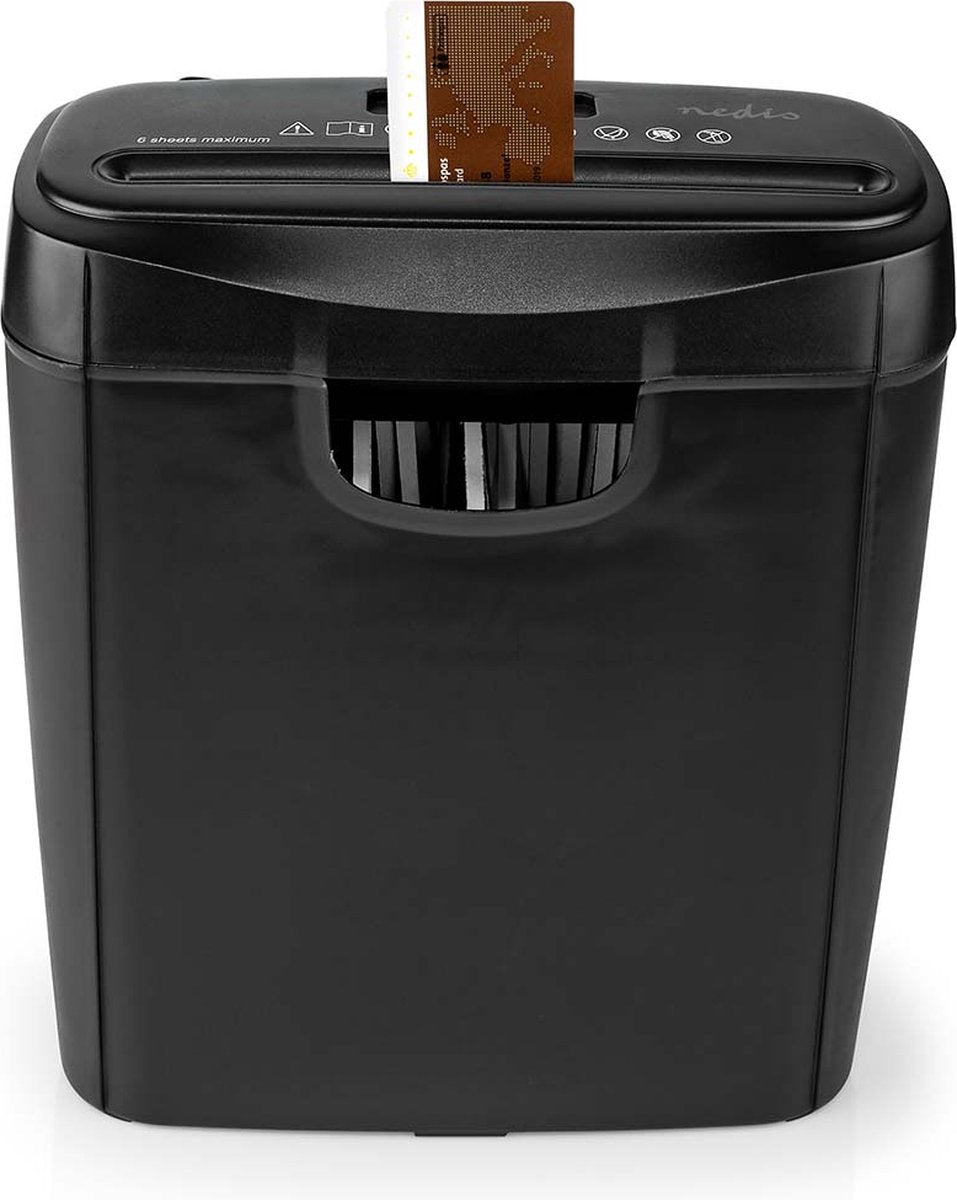 Nedis Papierversnipperaar - 6x A4 vellen - 10L - Voor thuis / kantoor - Stroken P2 - Zwart - afbeelding 4