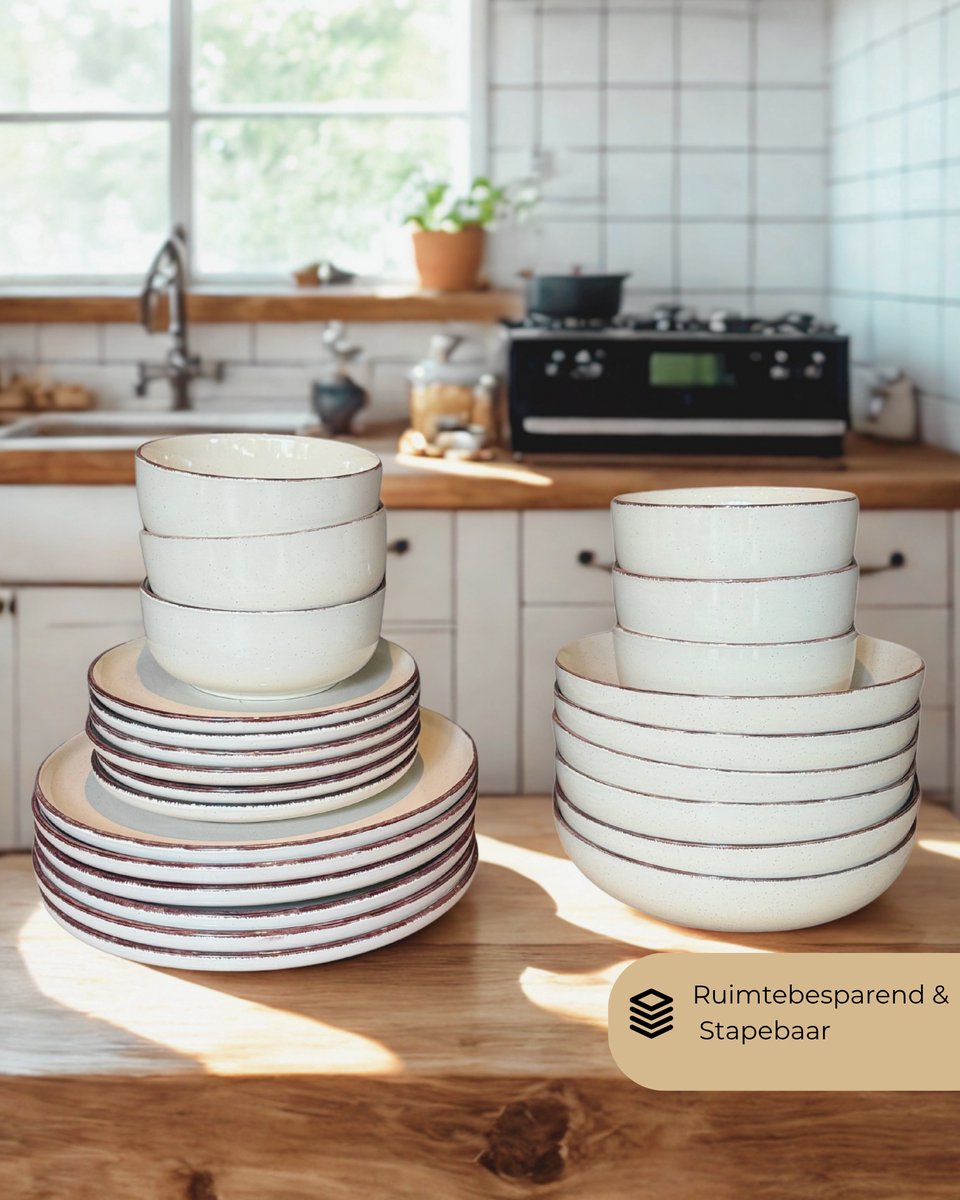BAVARY 24-delig Beige Keramisch Servies - 6 persoons - afbeelding 3