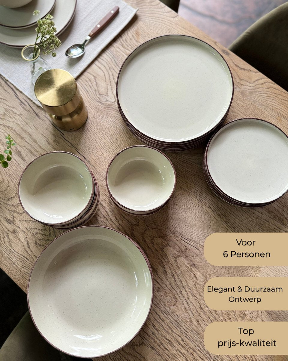 BAVARY 24-delig Beige Keramisch Servies - 6 persoons - afbeelding 2