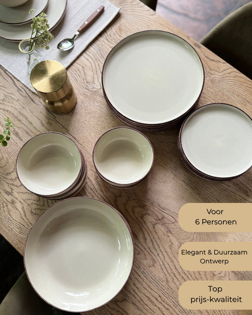 BAVARY 24-delig Beige Keramisch Servies - 6 persoons - afbeelding 2