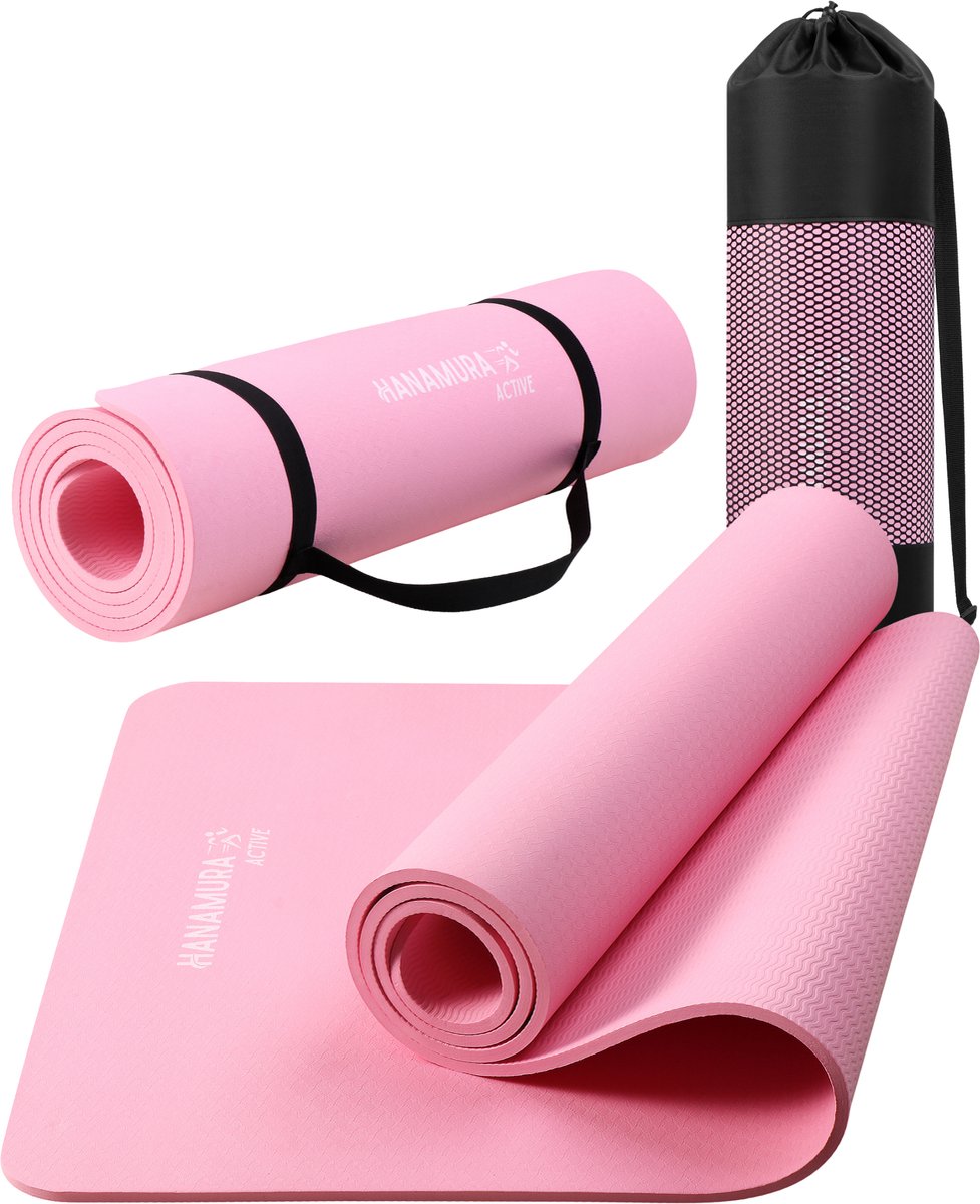 Hanamura Active Yoga Mat - Inclusief draagbare Opbergtas & strap - Fitnessmat van TPE Materiaal - 183x61 - afbeelding 1