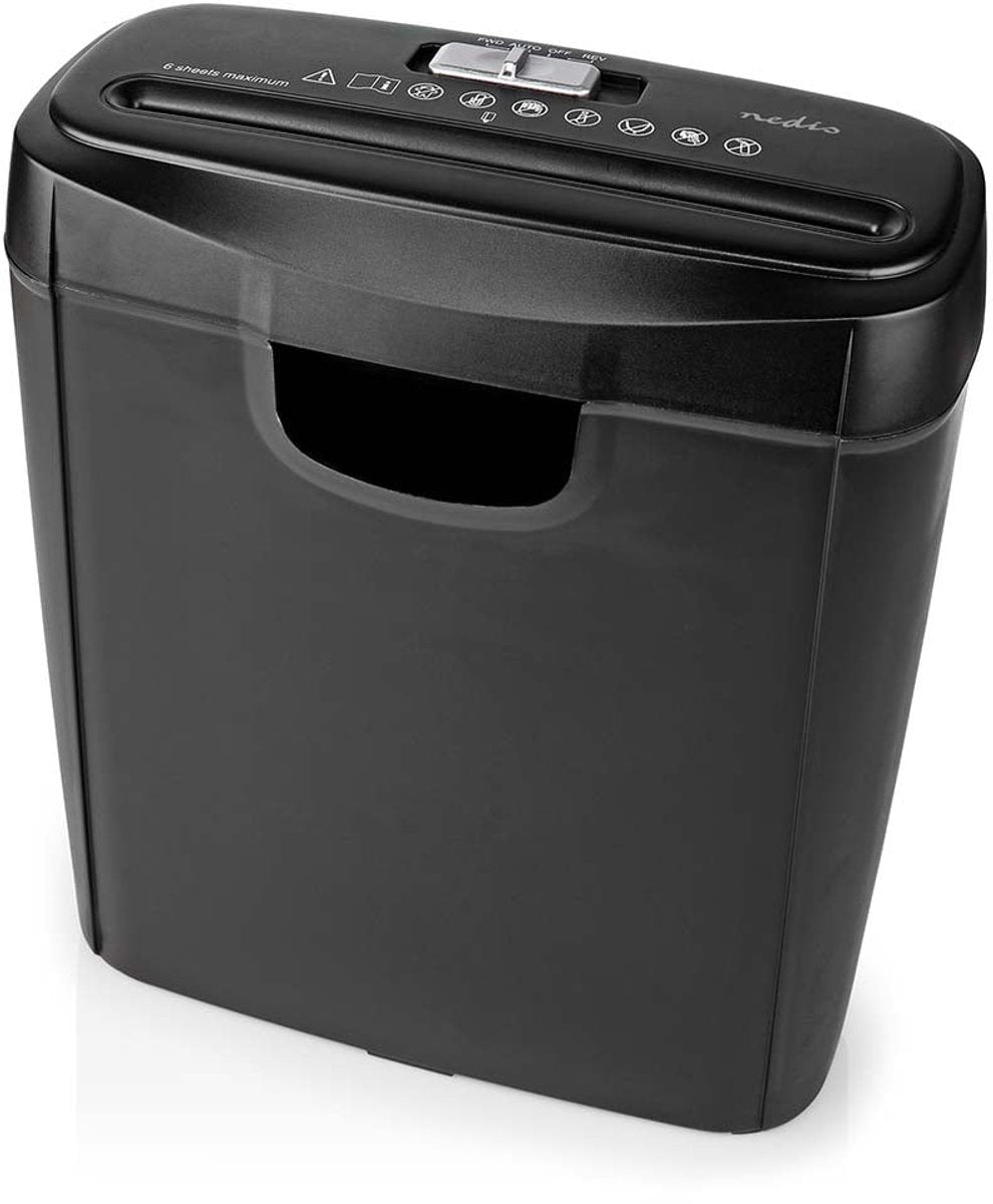 Nedis Papierversnipperaar - 6x A4 vellen - 10L - Voor thuis / kantoor - Stroken P2 - Zwart - afbeelding 1