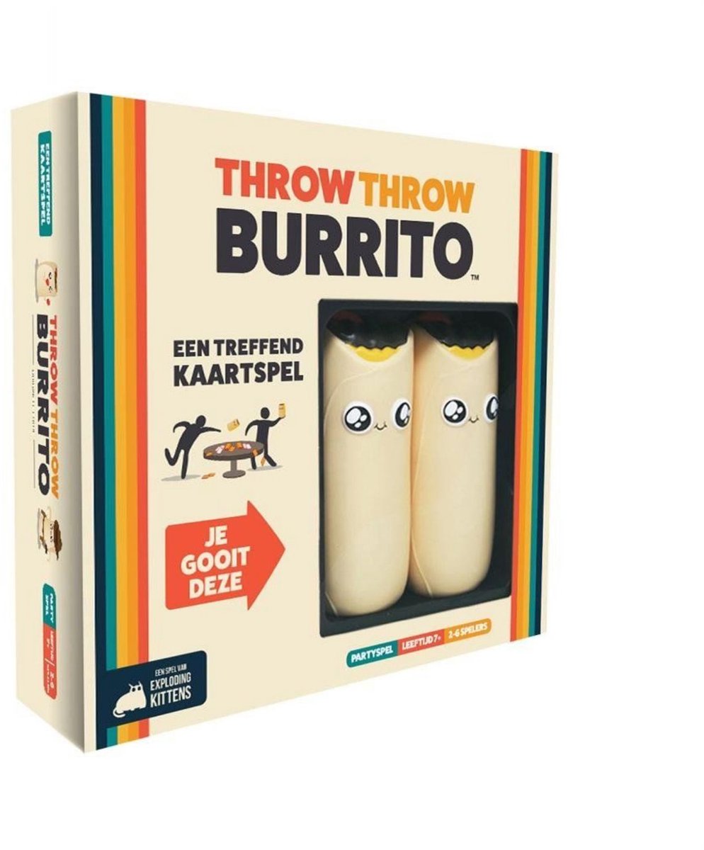 Throw Throw Burrito – Exploding Kittens - Hilarisch Partyspel – Kaartspel voor Familie en Vrienden - Gooi met Squishy Burrito's! - Nederlandstalig - afbeelding 1