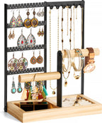 YONO Sieradenhouder - Sieradenrekje - Organizer voor Oorbellen - Kettingen - Armbanden - Opbergen - Houder - Zwart - afbeelding 1